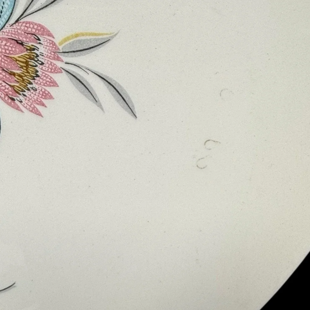 Steubenville‎ Pottery Fairlane Dinner Plates Pink Blue Flower USA Set Of 3